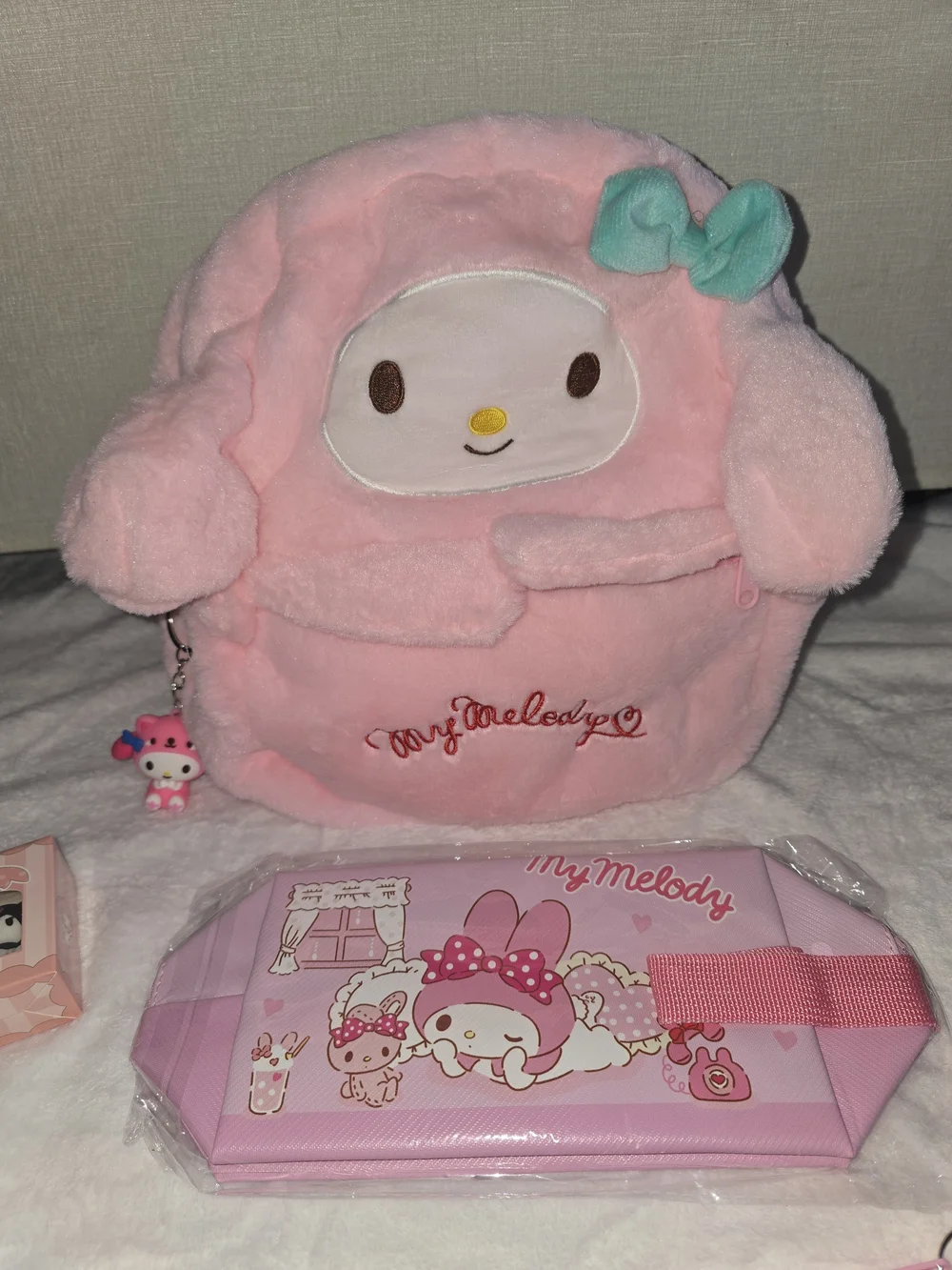 Sanrio My Melody 20 Piece Bundle: Plush Backpack Blind Box Pens Stickers